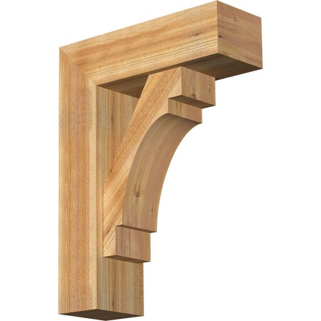 Ekena Millwork Merced Block Rough Sawn Bracket w/ Offset Brace, Western Red Cedar, 8"W x 24"D x 32"H BKT0806X24X32MRC05RWR